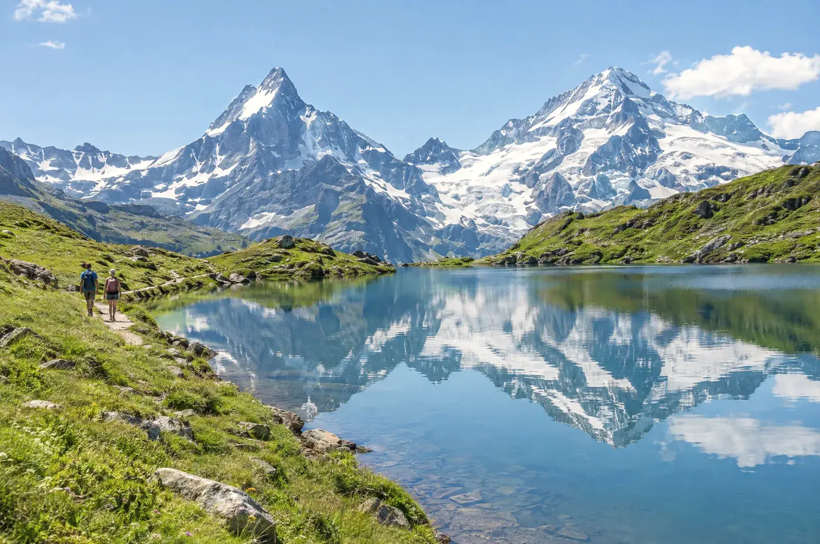 Turisté u jezera Bachalpsee nad Grindelwaldem